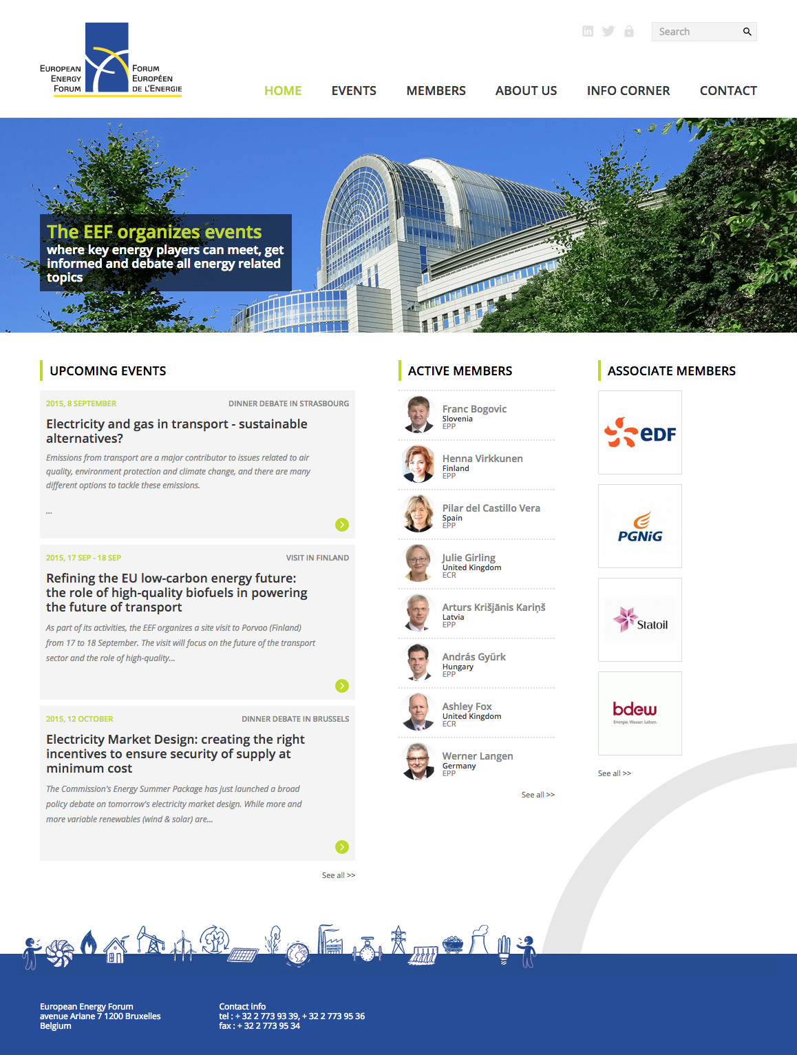 Page d'accueil du site du Forum européen de l'énergie